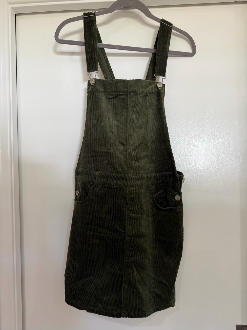 Love Tree Olive Green Corduroy Overall Dress Size L